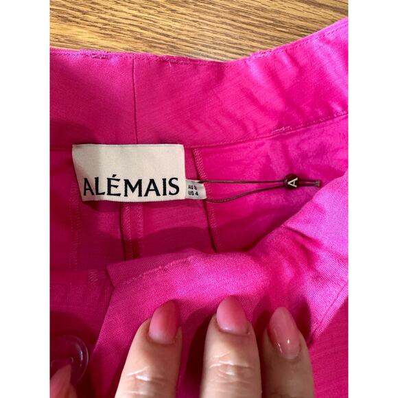 Alemais BLAIRE COTTON & SILK PANTS IN FUCHSIA size 4 / small - Picture 11 of 14